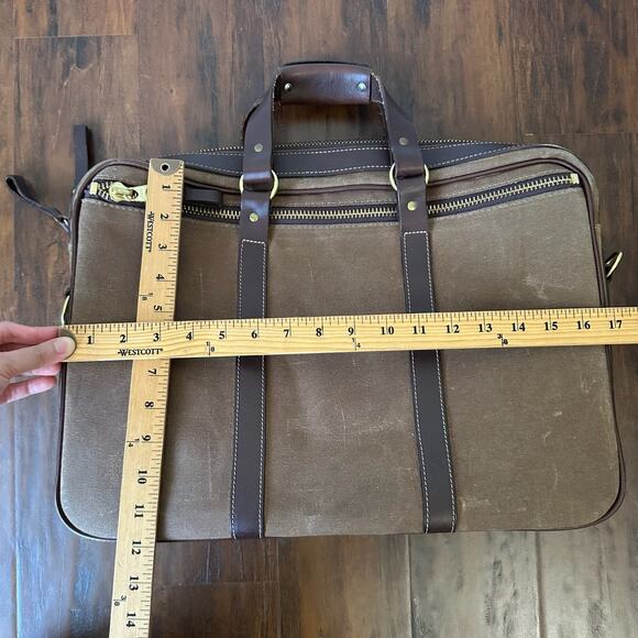 THE WHITE WING Bag Brown Canvas Leather Briefcase Messenger Crossbody Business - Picture 15 of 16